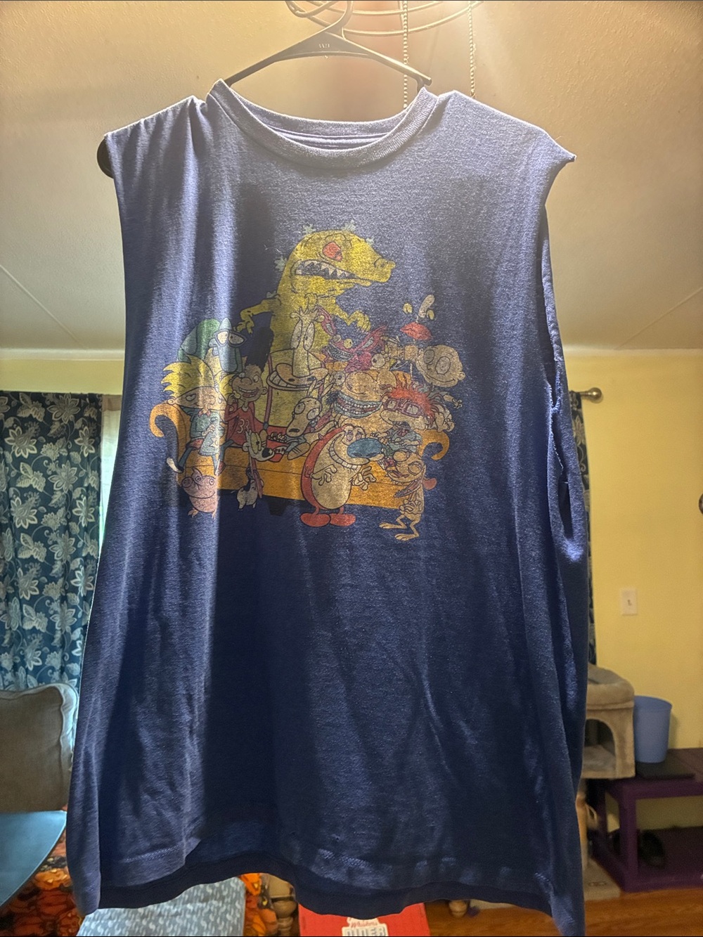 Nickelodeon Navy Blue Graphic sleeves tee with Retro Cartoon Print